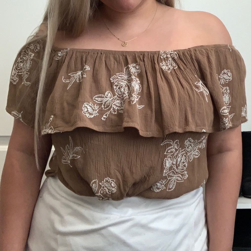 Embroidered Off the Shoulder Top